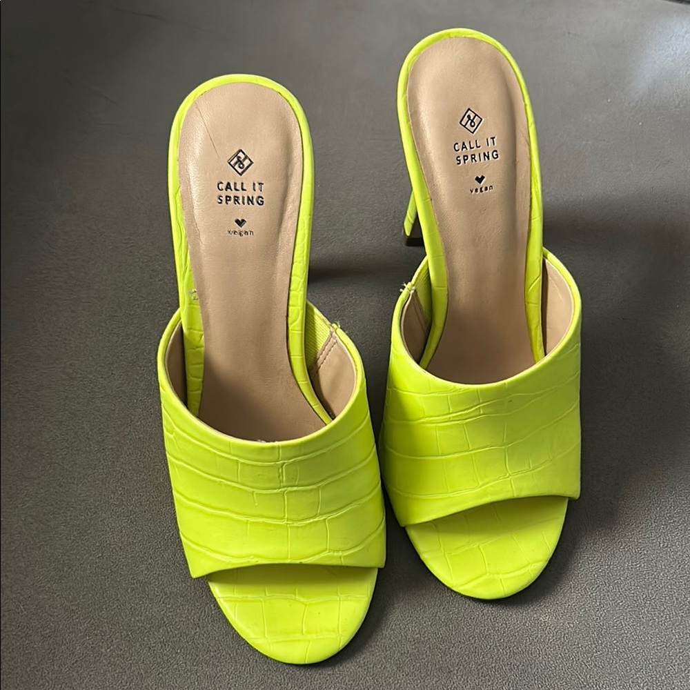 Call It Spring Neon Yellow Women's Heels